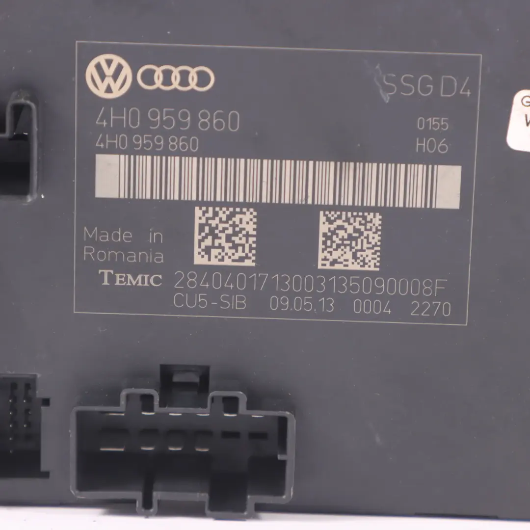Audi A8L 4H Module de commande sièges arrière Droite Gauche Mémoire - SKU 4H0959860 - Numéro de pièce 4H0959860