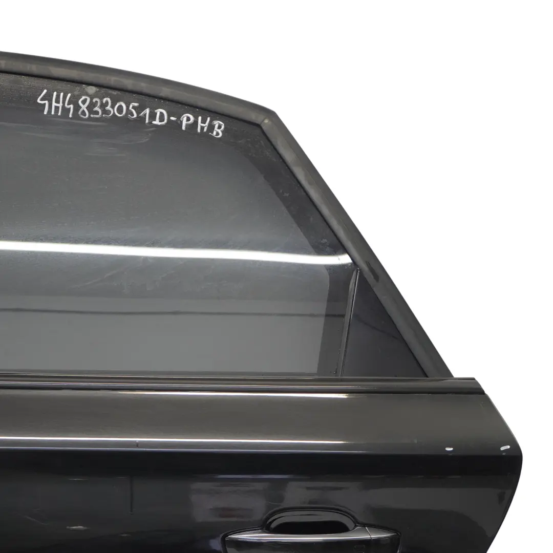 Door Rear Left N/S LWB Long Wheelbase Variant Phantom Black - Z9Y to Audi A8 4H with Part number 4H4833051D Audi A8 4H Door Rear Left N/S LWB Long Wheelbase Variant Phantom Black - Z9Y - SKU 4H4833051D-PHB - Part number 4H4833051D