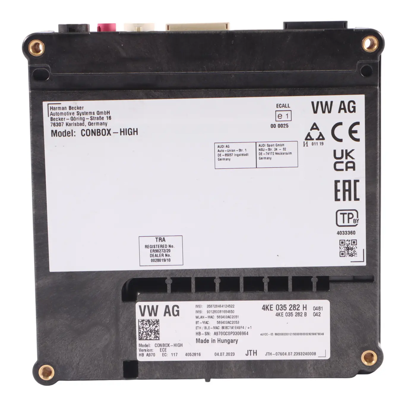 Audi A4 B9 Communication Telematics Control Module Unit ECU 4KE035282H