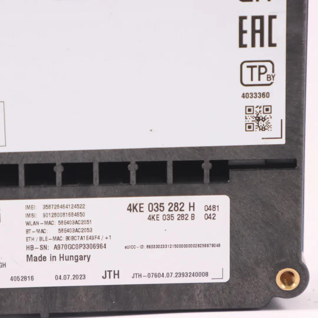 Kommunikation Telematik Steuergerät ECU für Audi A4 B9 mit Teilenummer 4KE035282H Audi A4 B9 Kommunikation Telematik Steuergerät ECU - SKU 4KE035282H - Teilenummer 4KE035282H