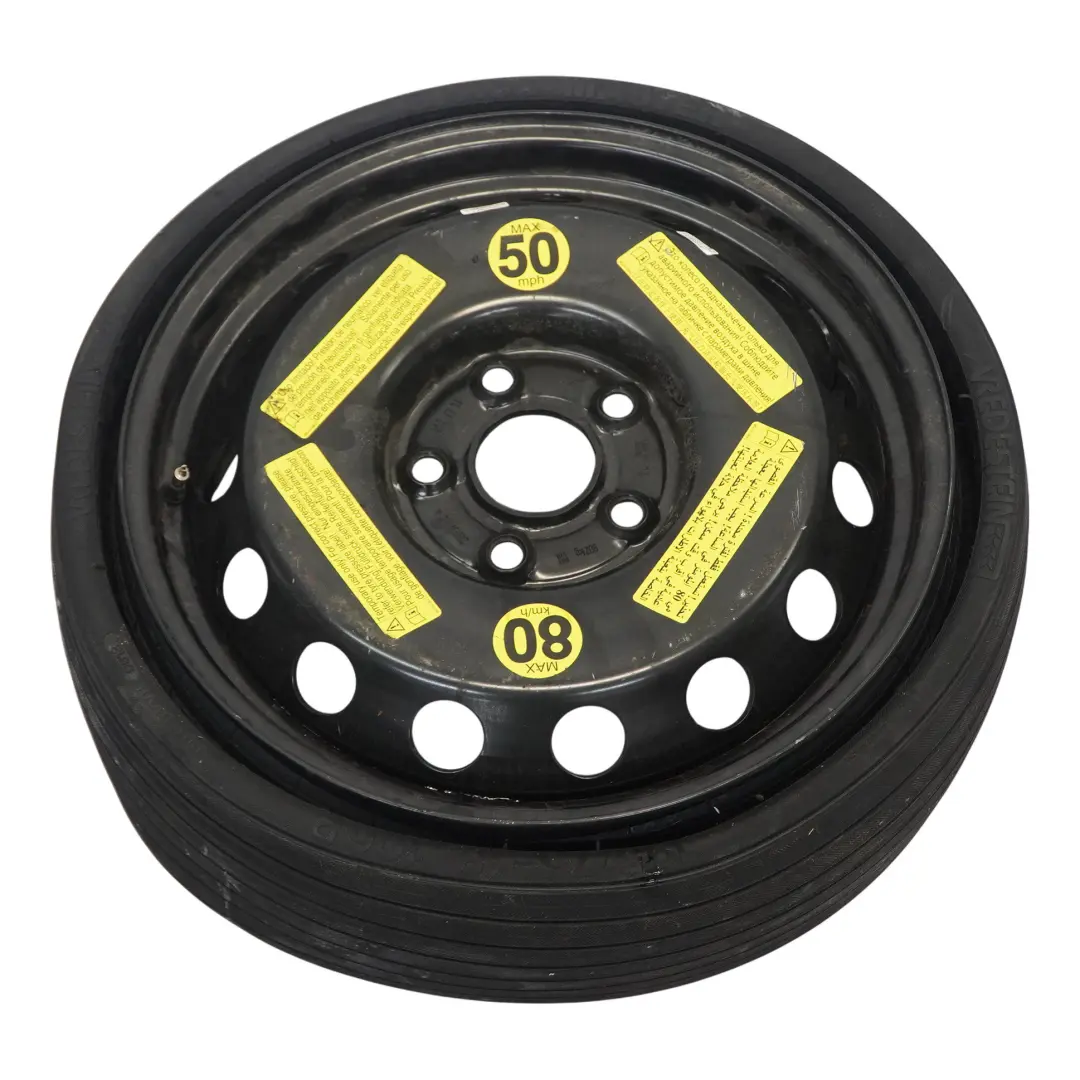 Saver Spare Wheel R18 4J Vredestein 195/75 ET53 to Audi Q7 4L Space with Part number 4L0601027 Audi Q7 4L Space Saver Spare Wheel R18 4J Vredestein 195/75 ET53 - SKU 4L0601027 - Part number 4L0601027