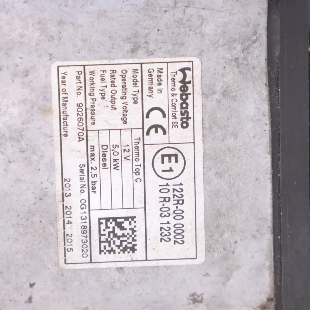 Parking Chauffage auxiliaire Diesel Webasto C pour AUDI Q7 4L 3.0 TDI à propos du numéro de pièce 4L0815071H AUDI Q7 4L 3.0 TDI Parking Chauffage auxiliaire Diesel Webasto C - SKU 4L0815071H - Numéro de pièce 4L0815071H