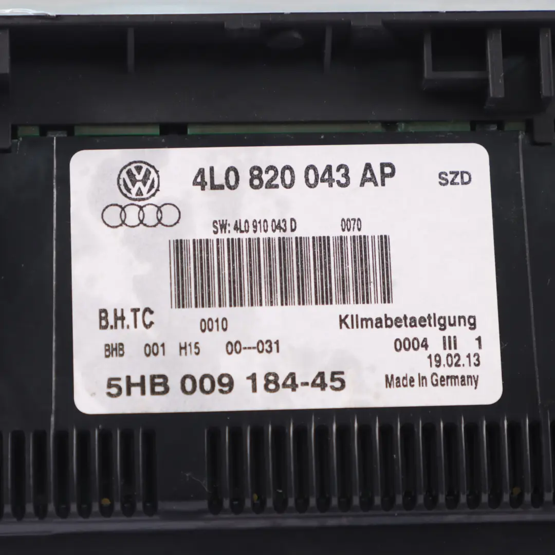 Audi Q7 4L Climate Control Panel Heater Fan A/C Switch Unit 4L0820043F - SKU 4L0820043AP - Part number 4L0820043AP