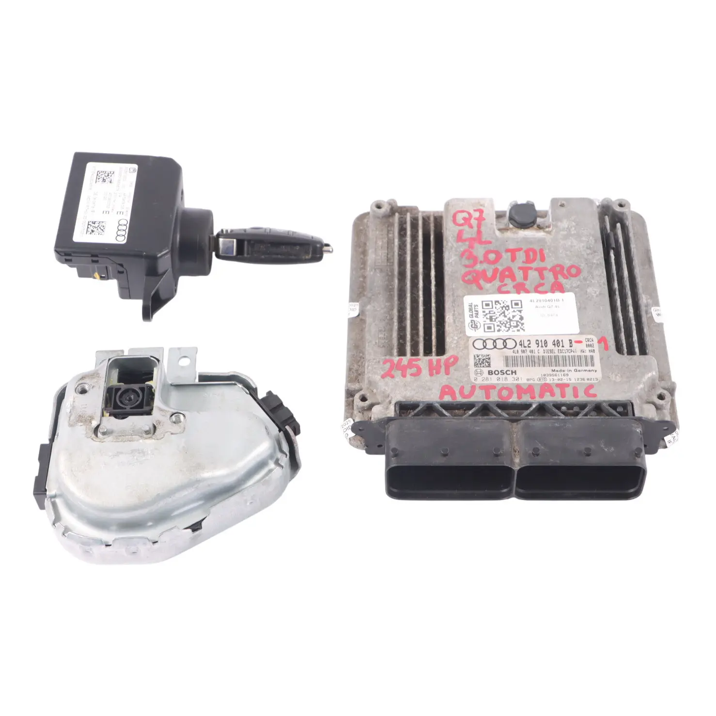 Audi Q7 4L 3.0 TDI CRCA Motore ECU Kit Blocco chiave accensione 4L2910401B