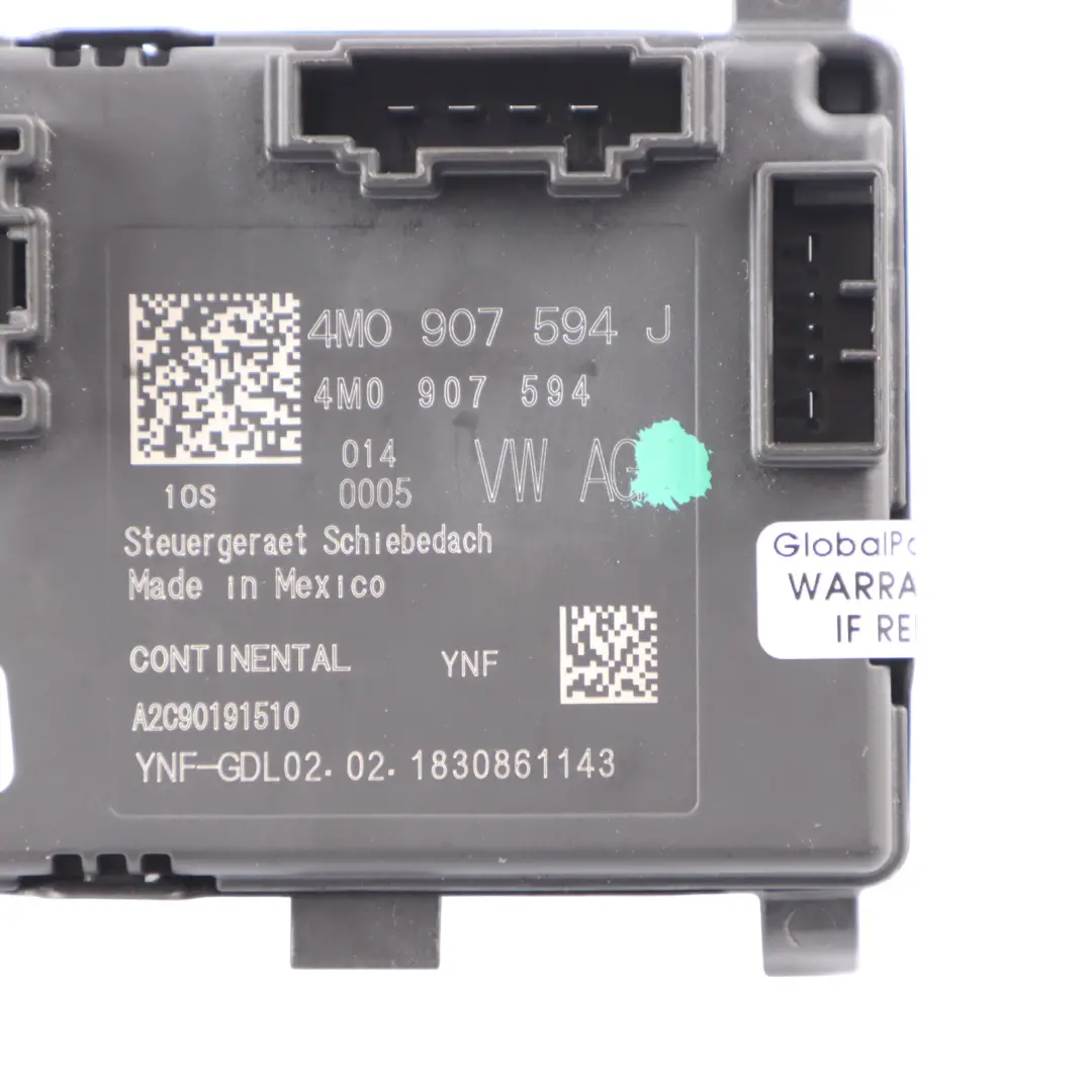 Audi Q5 FY Module De Commande Ouverture Toit Ouvrant Supérieur ECU - SKU 4M0907594J - Numéro de pièce 4M0907594J