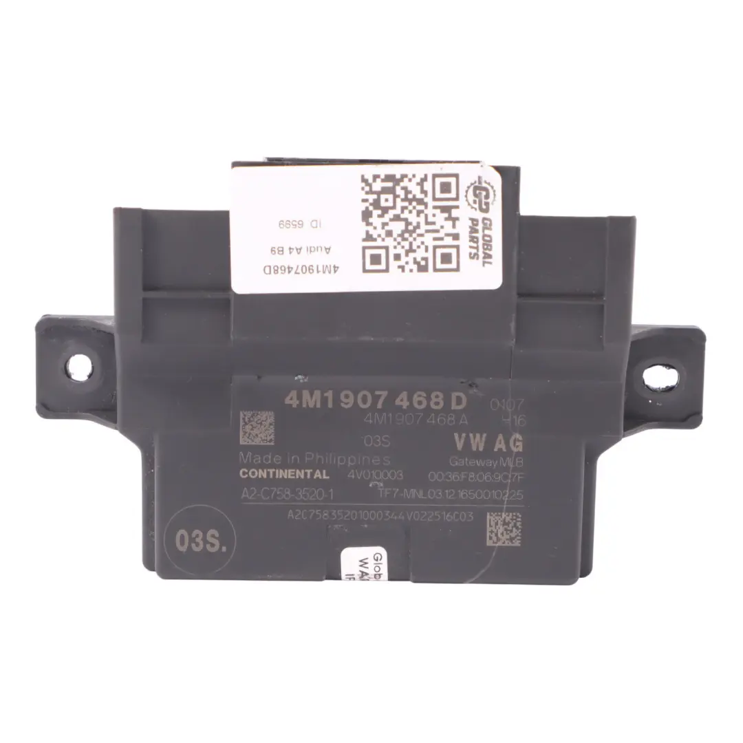 Gateway Unidad de Módulo de Control ECU para Audi A4 B9 con número de pieza 4M1907468D Audi A4 B9 Gateway Unidad de Módulo de Control ECU - SKU 4M1907468D - Número de pieza 4M1907468D