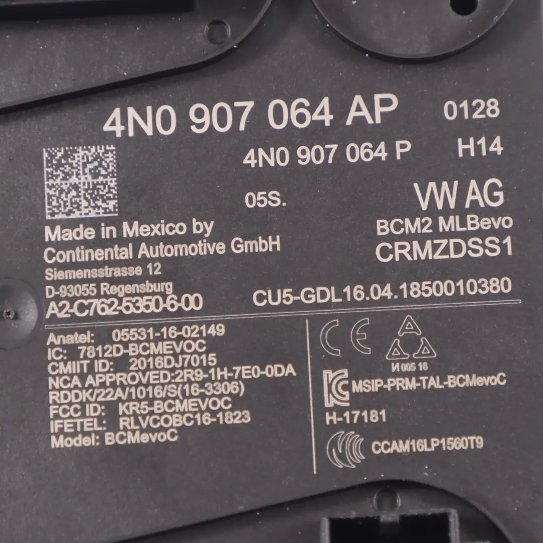 Body Control Comfort Unit Module BCM Convenience Unit ECU to Audi Q5 FY with Part number 4N0907064AP Audi Q5 FY Body Control Comfort Unit Module BCM Convenience Unit ECU - SKU 4N0907064AP - Part number 4N0907064AP