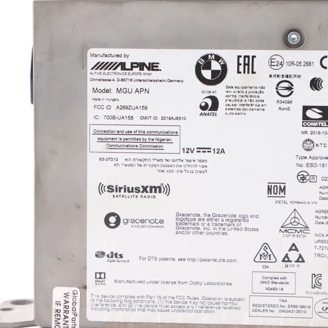 Head Unit Radio Media GPS Sat Navigation Unit to BMW F44 G20 G21 RP with Part number 5A12E91 BMW F44 G20 G21 RP Head Unit Radio Media GPS Sat Navigation Unit - SKU 5A12E91 - Part number 5A12E91