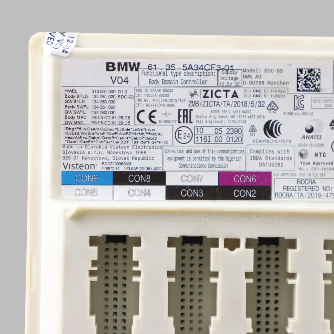 Body Domain Controller BDC Control Unit Module ECU to BMW F40 with Part number 5A34CF3 BMW F40 Body Domain Controller BDC Control Unit Module ECU - SKU 5A34CF3 - Part number 5A34CF3