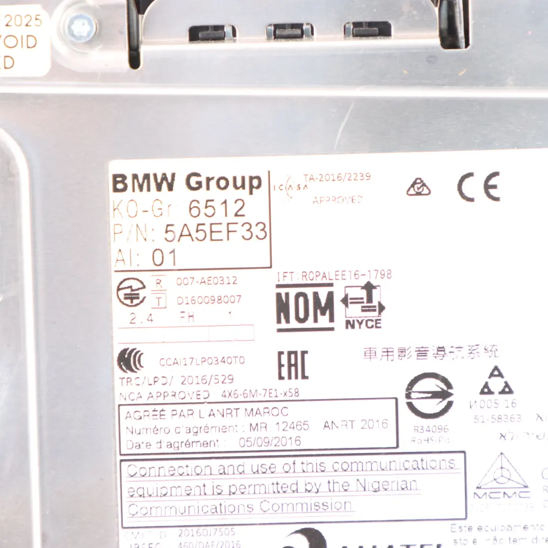 BMW F45 F46 Mini F54 F55 F56 Head Unit Basic Media DAB Headunit - SKU 5A5EF33 - Part number 5A5EF33