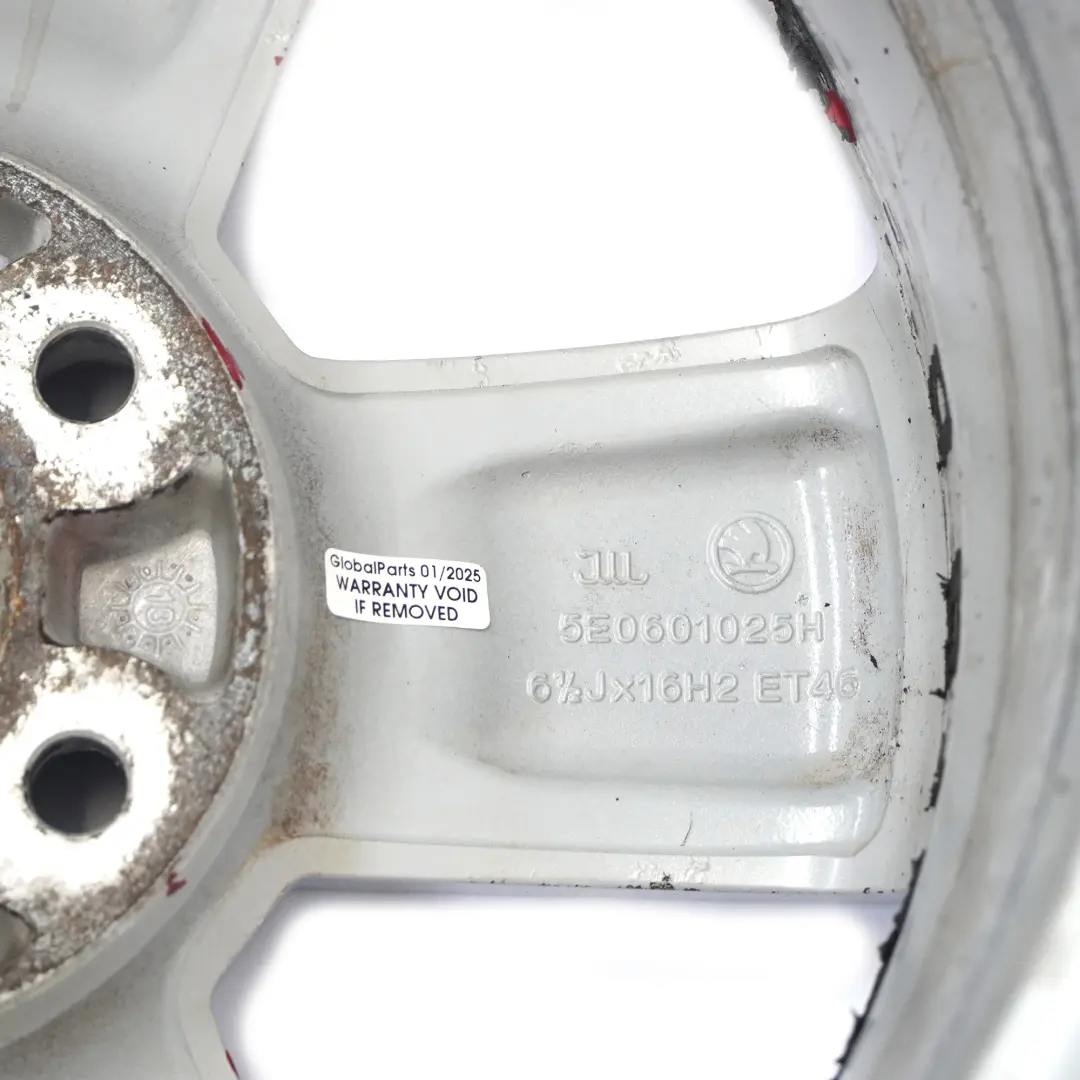 Skoda Octavia Mk3 5E Silver Alloy Wheel Rim 6,5J 16" ET:46 Star Spoke - SKU 5E0601025H-2 - Part number 5E0601025H