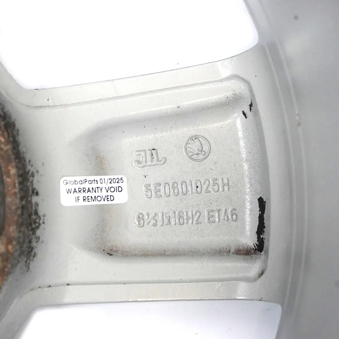 Skoda Octavia Mk3 5E Silver Alloy Wheel Rim 6,5J 16" ET:46 Star Spoke - SKU 5E0601025H-3 - Part number 5E0601025H