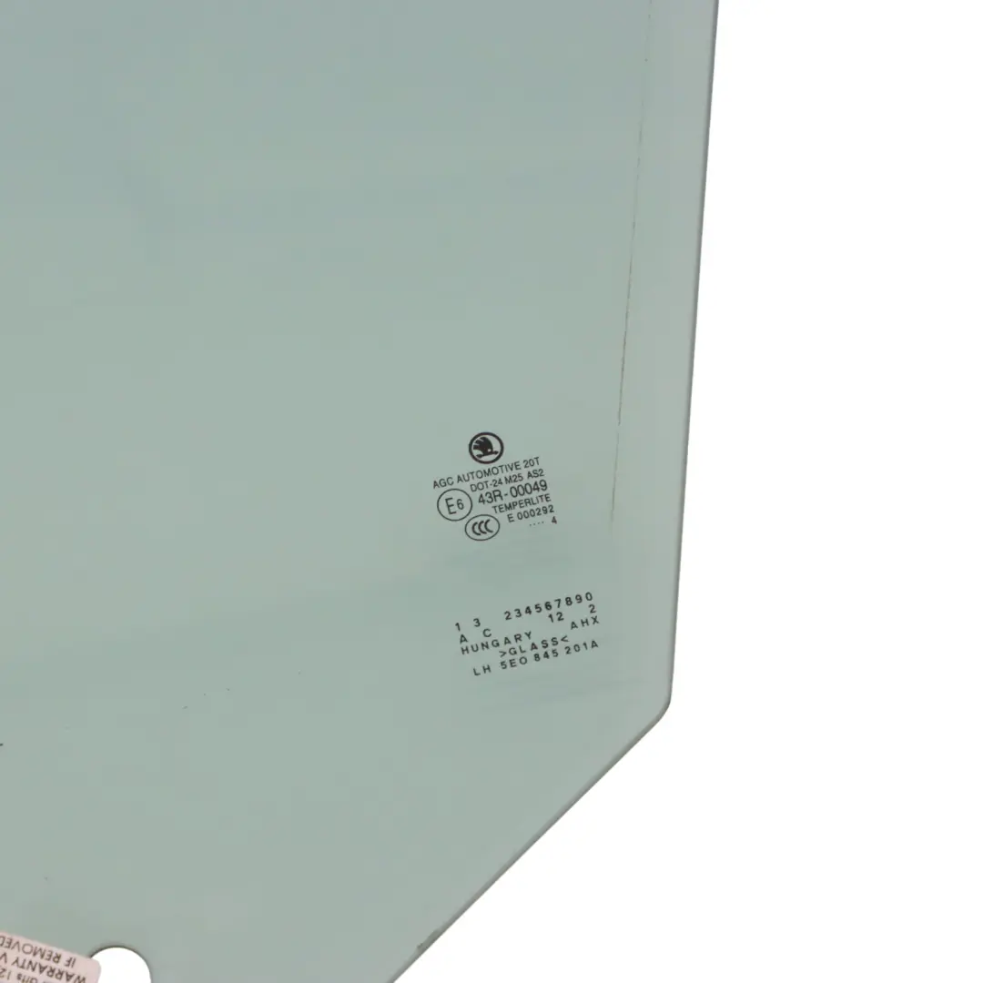 Puerta Delantera Ventana Cristal Izquierda AS2 para Skoda Octavia 5E con número de pieza 5E0845201A Skoda Octavia 5E Puerta Delantera Ventana Cristal Izquierda AS2 - SKU 5E0845201A - Número de pieza 5E0845201A