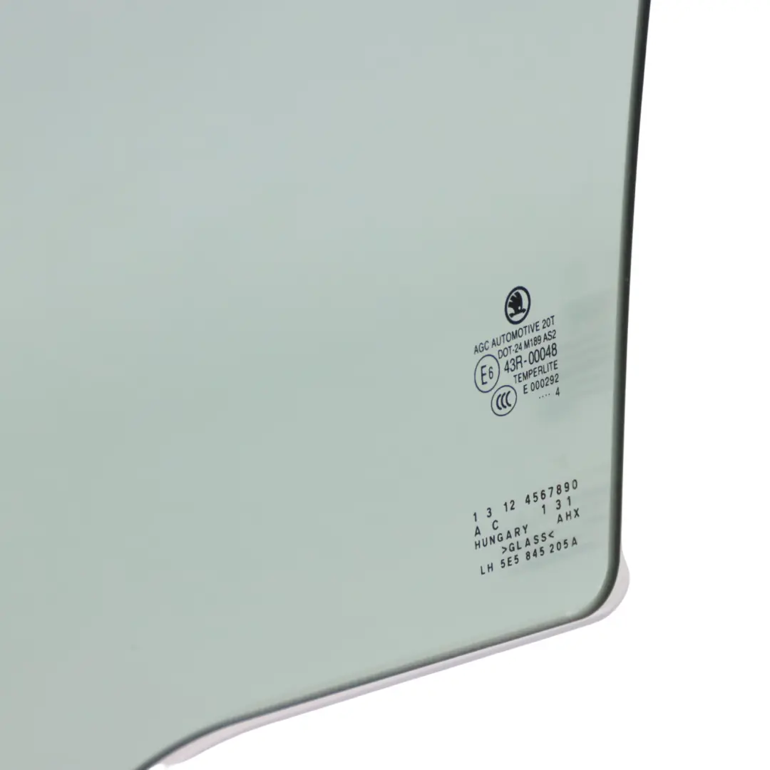 Vetro laterale porta posteriore AS2 Sinistro Skoda Octavia 5E - SKU 5E5845205A - Numero di parte 5E5845205A