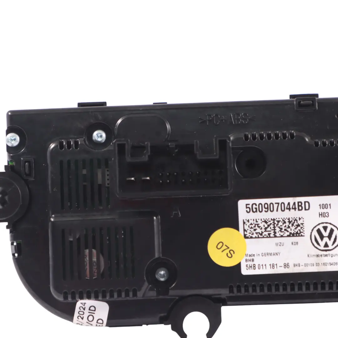 A/C Calentador Panel Control Interruptor para Volkswagen VW Golf VII con número de pieza 5G0907044BD Volkswagen VW Golf VII A/C Calentador Panel Control Interruptor - SKU 5G0907044BD - Número de pieza 5G0907044BD