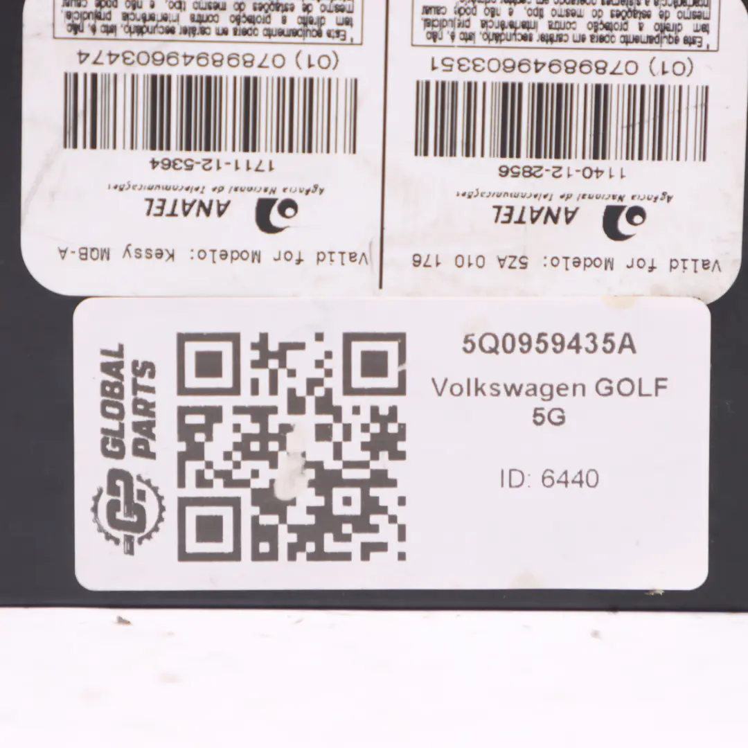 Keyless Go Módulo ECU Unidad de Control Entrada para Volkswagen Golf CD1 con número de pieza 5Q0959435A Volkswagen Golf CD1 Keyless Go Módulo ECU Unidad de Control Entrada - SKU 5Q0959435A - Número de pieza 5Q0959435A