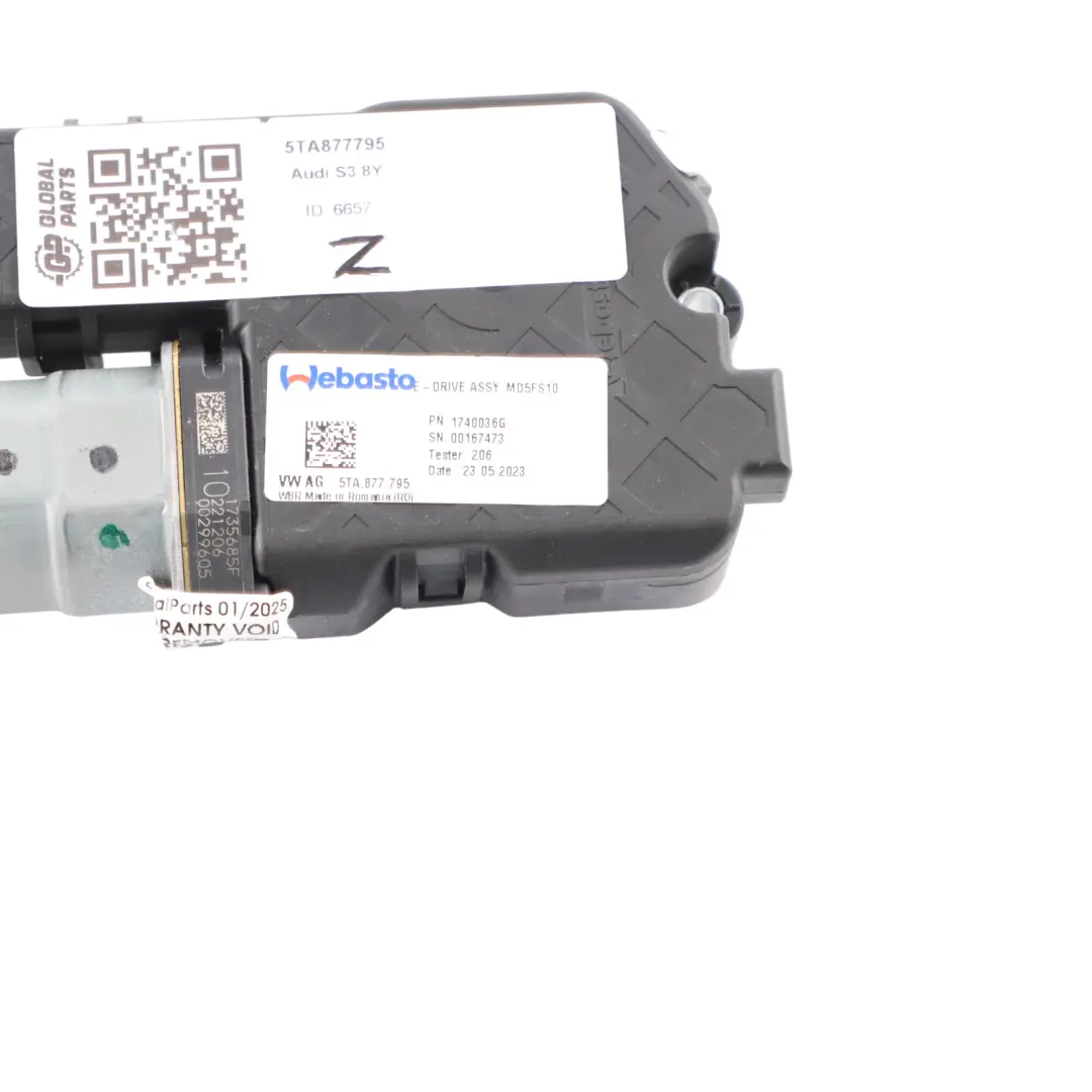 Audi S3 8Y Tetto Panoramico Attuatore Motore Regolatore - SKU 5TA877795 - Numero di parte 5TA877795