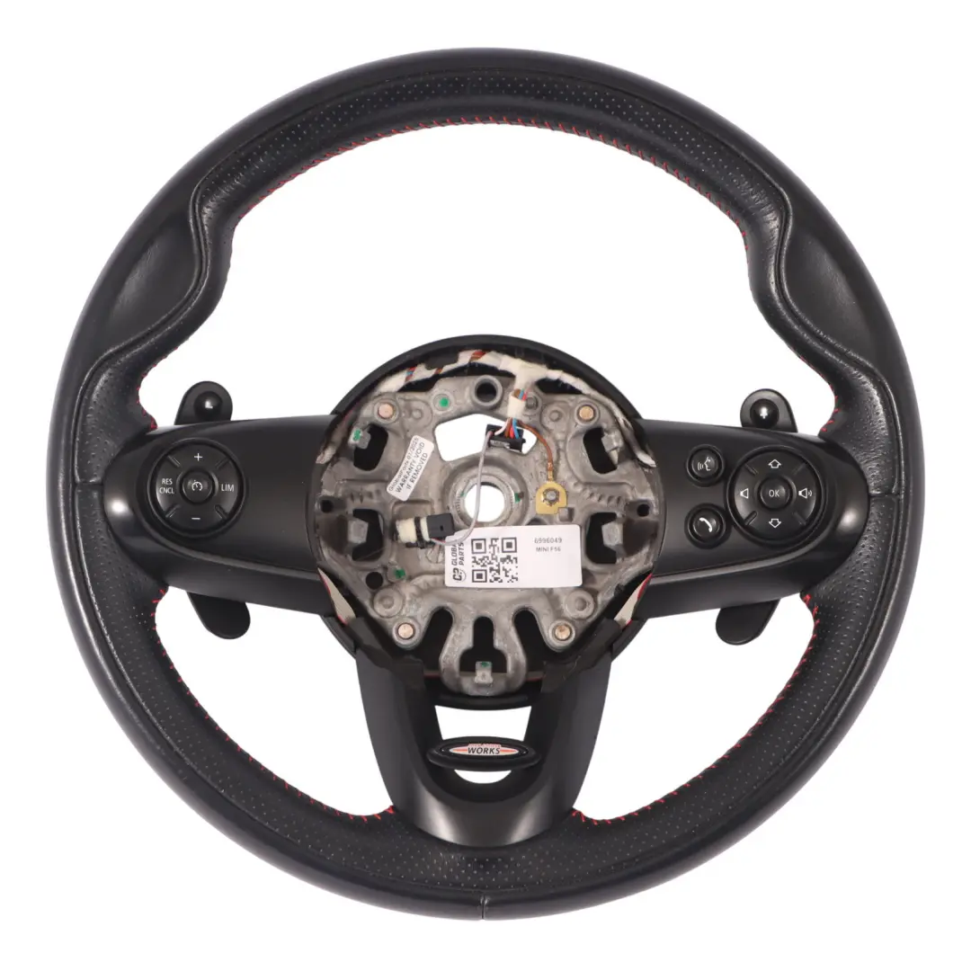  Volant Sport Mini Cooper S JCW F54 F55 F56 F60 Cuir Noir Fils Rouges Palettes - SKU 6996049 - Numéro de pièce 6996049