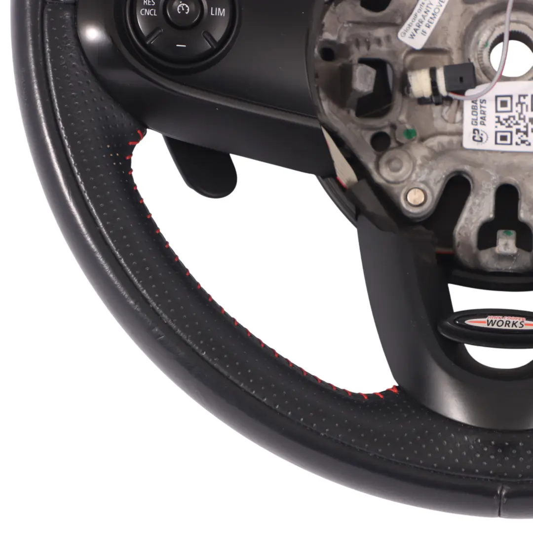 Steering Wheel Mini Cooper S JCW F56 Black Leather Red Threads Paddles to Sport with Part number 6996049 Sport Steering Wheel Mini Cooper S JCW F56 Black Leather Red Threads Paddles - SKU 6996049 - Part number 6996049