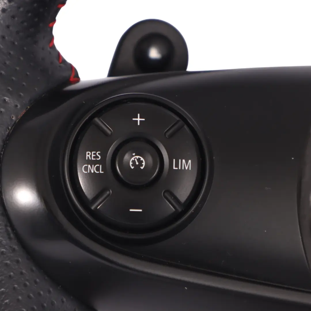 Steering Wheel Mini Cooper S JCW F56 Black Leather Red Threads Paddles to Sport with Part number 6996049 Sport Steering Wheel Mini Cooper S JCW F56 Black Leather Red Threads Paddles - SKU 6996049 - Part number 6996049