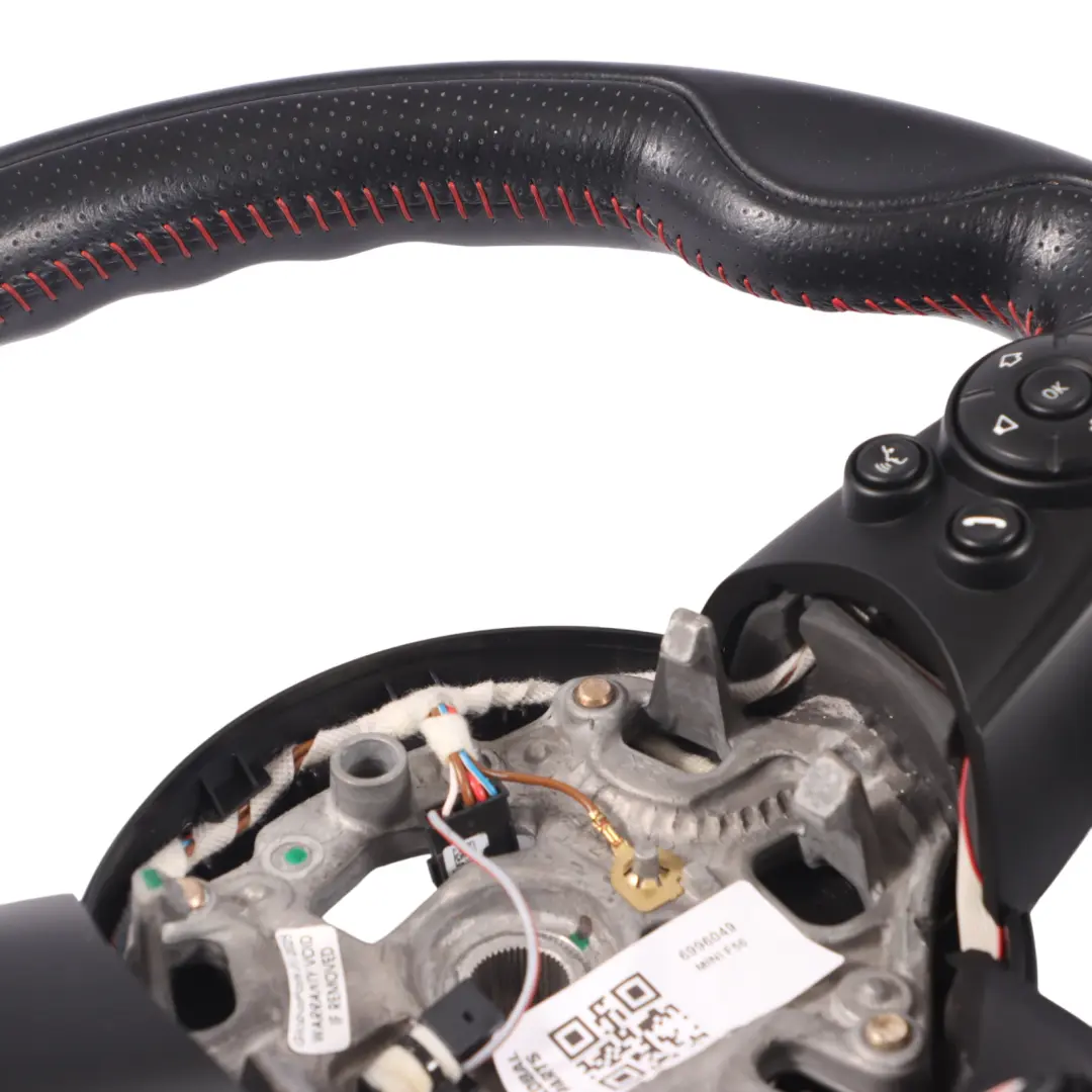 Sport Steering Wheel Mini Cooper S JCW F56 Black Leather Red Threads Paddles - SKU 6996049 - Part number 6996049