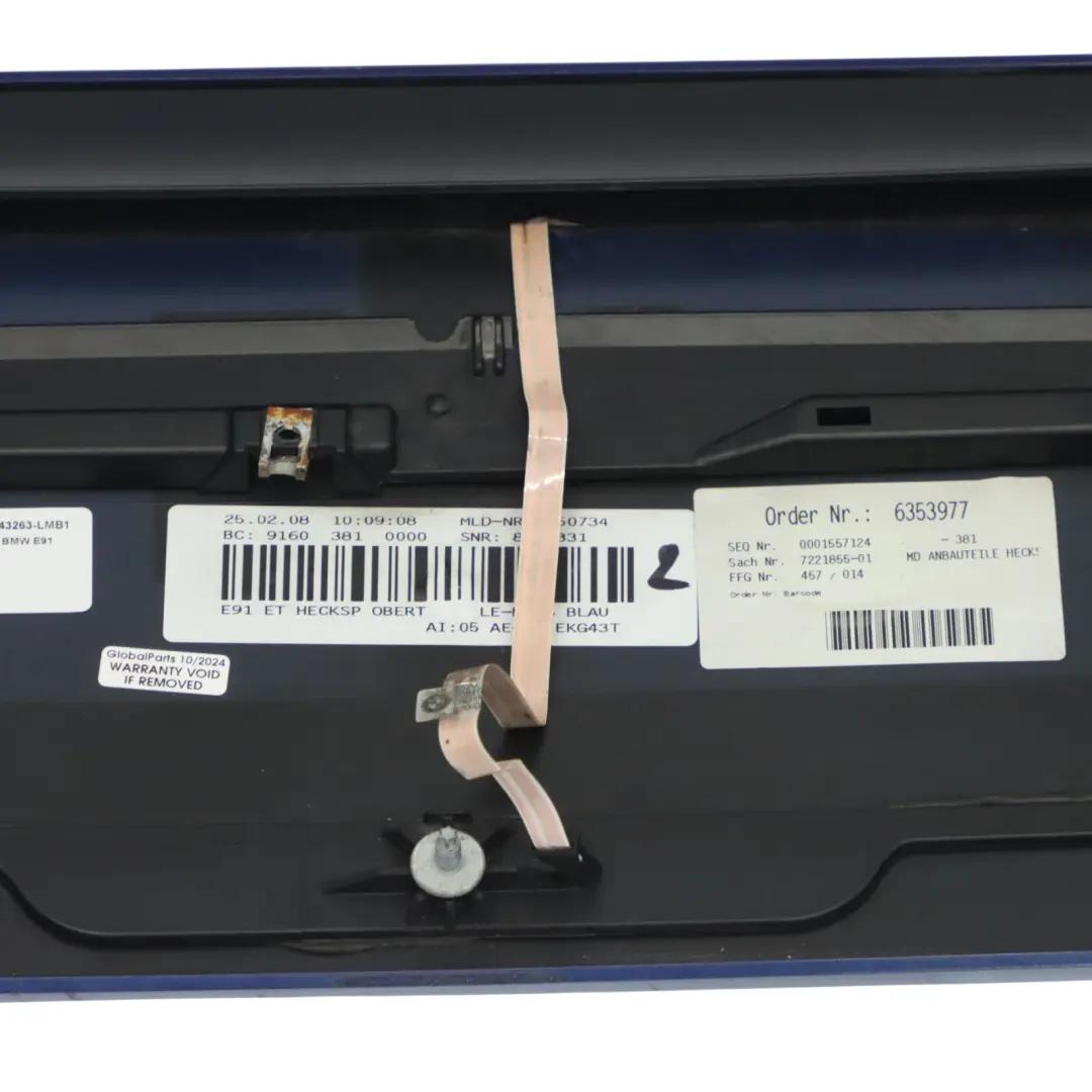 Spoiler BMW E91 Touring Boot Trunk Lid Le Mans Blau Blue Metallic - 381 to Rear with Part number 7143263 Rear Spoiler BMW E91 Touring Boot Trunk Lid Le Mans Blau Blue Metallic - 381 - SKU 7143263-LMB1 - Part number 7143263