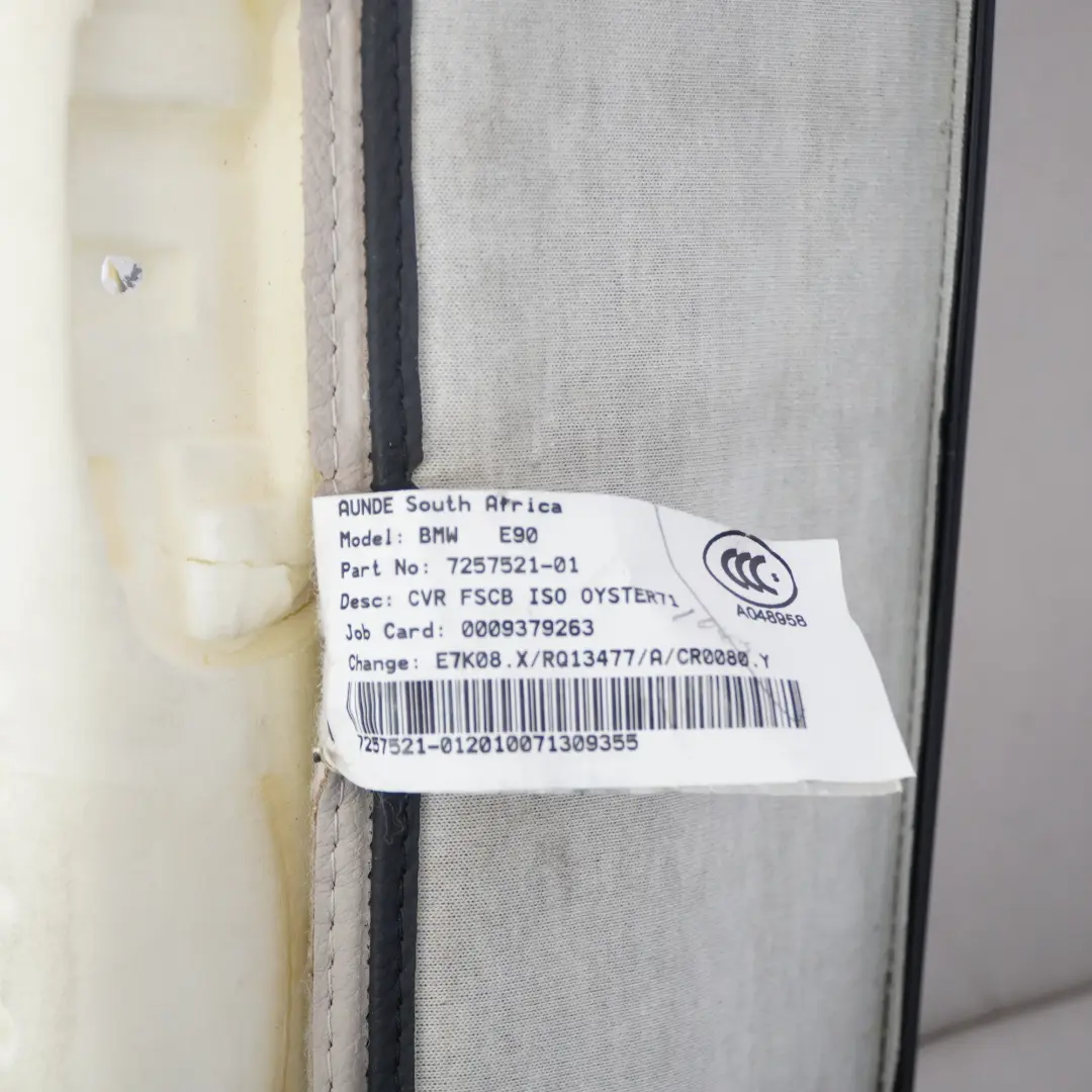 BMW 3 E90 E91 LCI Interior Front Left Right Seat N/O/S Cover Leather Oyster - SKU 7257551-1 - Part number 7257551