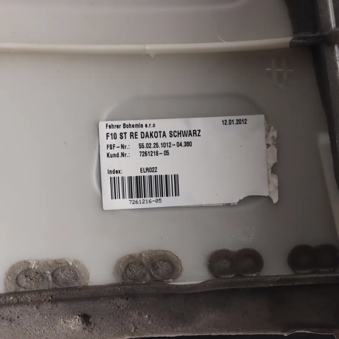 Right O/S Cushion Lower Leather Black to BMW F10 Seat Cover Rear with Part number 7261216 BMW F10 Seat Cover Rear Right O/S Cushion Lower Leather Black - SKU 7261216 - Part number 7261216