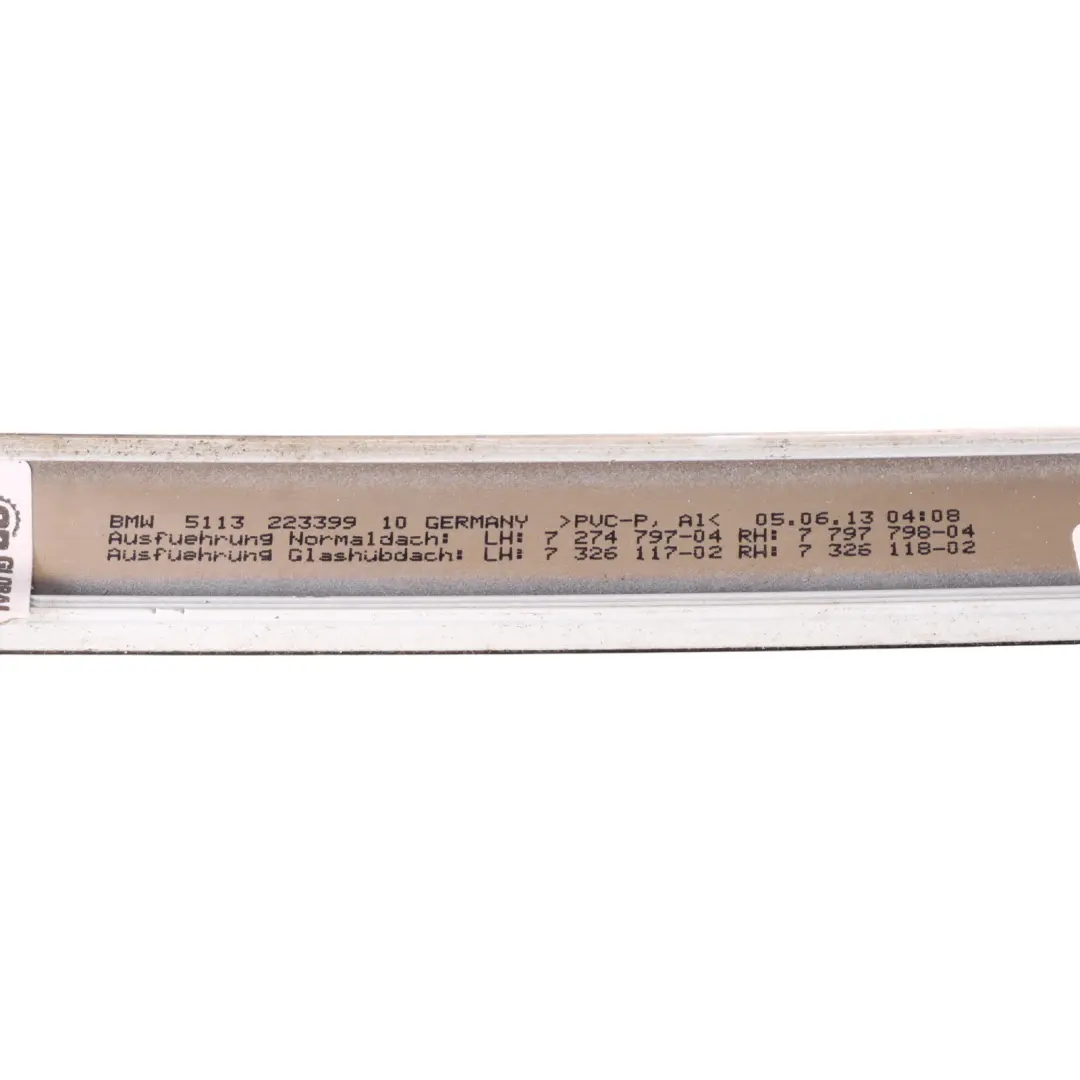 Roof Moulding Railing Gutter Trim Left N/S Alpinweiss Alpine White - 300 to BMW F06 with Part number 7302973 BMW F06 Roof Moulding Railing Gutter Trim Left N/S Alpinweiss Alpine White - 300 - SKU 7302973-AW - Part number 7302973