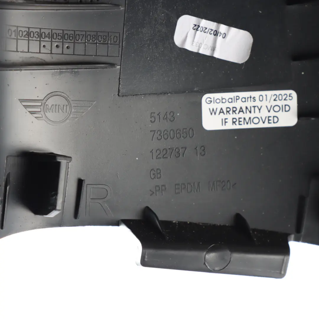 Pillar A Cover Right O/S Trim Black 7360650 to Mini F55 with Part number 7371546 Mini F55 Pillar A Cover Right O/S Trim Black 7360650 - SKU 7371546 - Part number 7371546