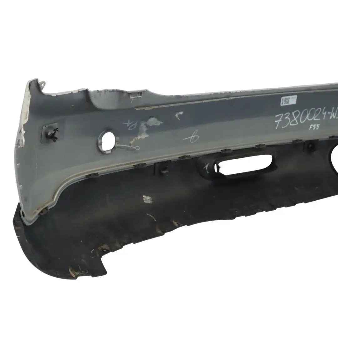 Bumper Trim Panel Cover White Silver Metallic - A62 to Mini F55 Rear with Part number 7380024 Mini F55 Rear Bumper Trim Panel Cover White Silver Metallic - A62 - SKU 7380024-WS - Part number 7380024