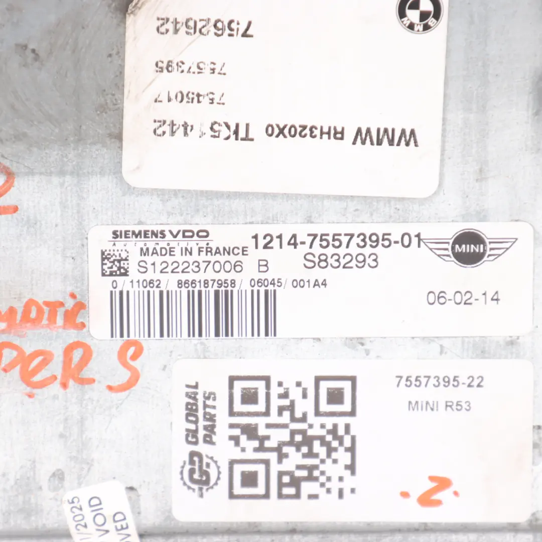 Mini Cooper S R52 R53 W11 170HP Engine Control Unit Module ECU Automatic - SKU 7557395-22 - Part number 7557395