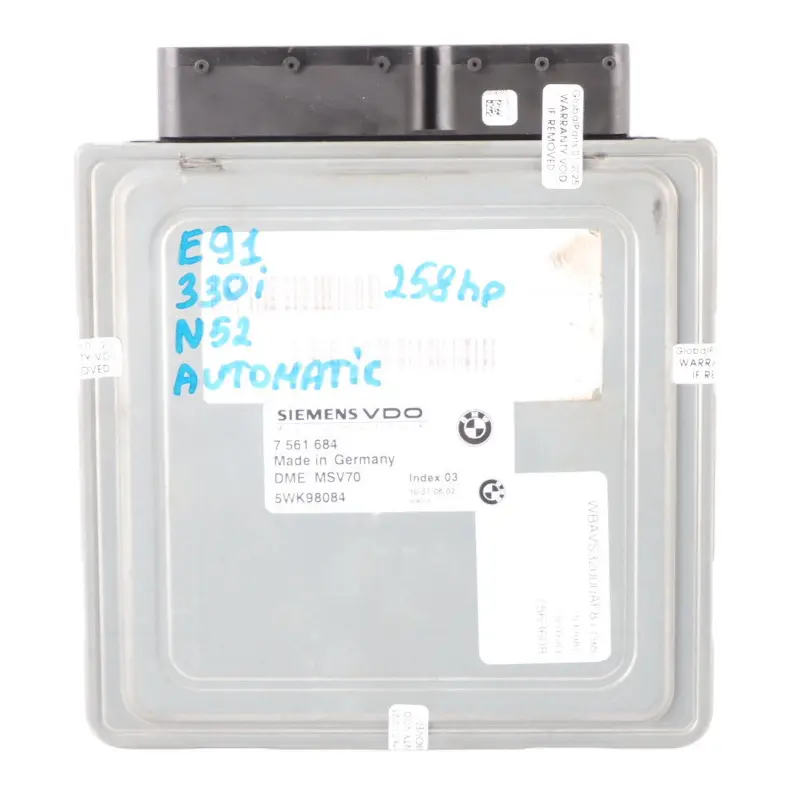 N52 258HP Contrôle Moteur ECU DME Automatique pour BMW E60 530I E90 330I à propos du numéro de pièce 7561684 BMW E60 530I E90 330I N52 258HP Contrôle Moteur ECU DME Automatique - SKU 7561684-10 - Numéro de pièce 7561684