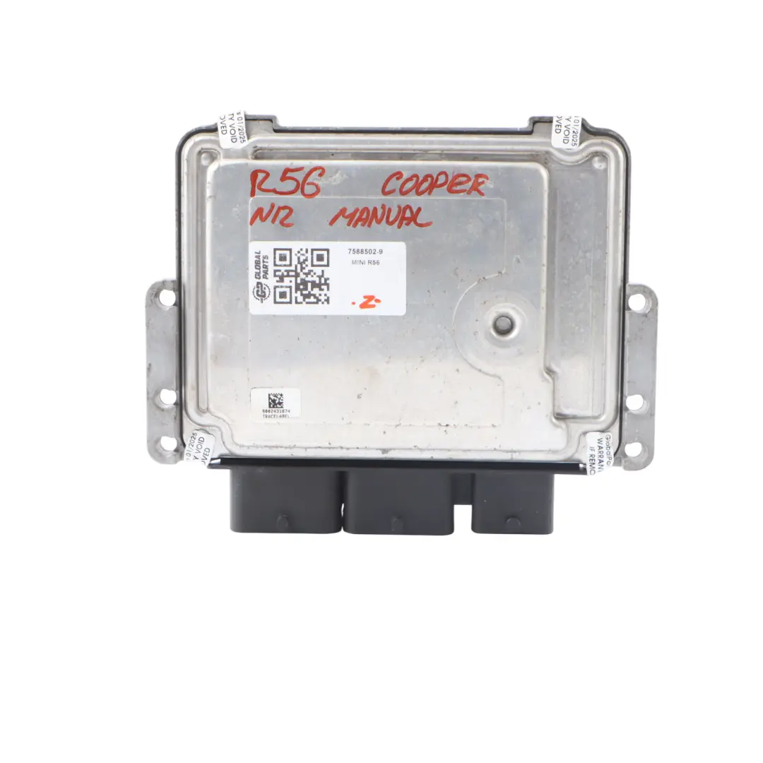 120HP Manual Unidad Control Motor ECU DME para Mini Cooper R55 R56 N12 1.6 con número de pieza 7588502 Mini Cooper R55 R56 N12 1.6 120HP Manual Unidad Control Motor ECU DME - SKU 7588502-9 - Número de pieza 7588502