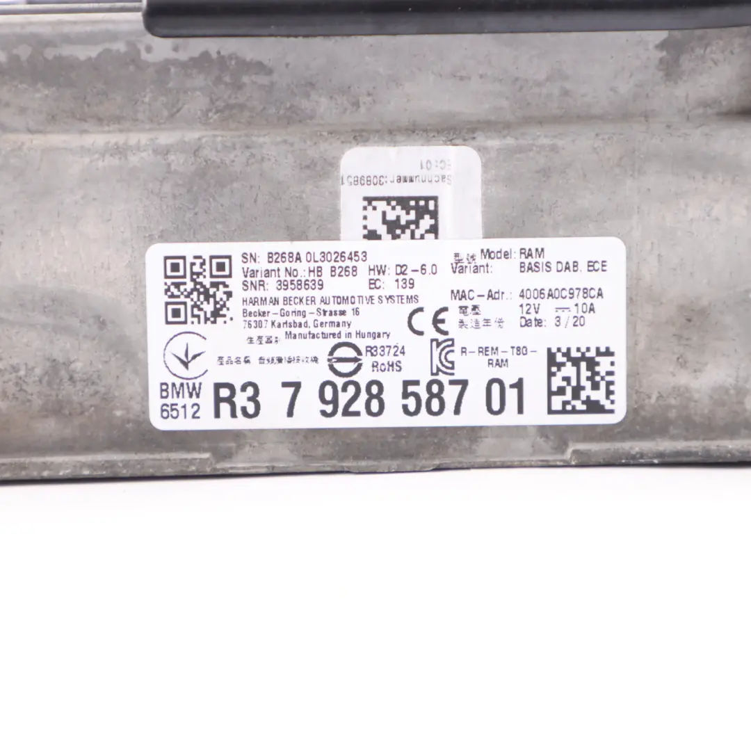 Audio Amplifier BMW F44 G20 G30 Sound System Unit Module ECU to with Part number 7928587 Audio Amplifier BMW F44 G20 G30 Sound System Unit Module ECU - SKU 7928587 - Part number 7928587