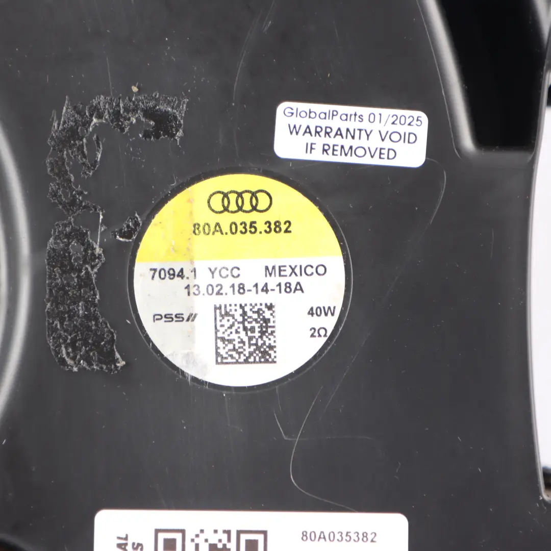 Haut Parleur Arrière Pour Caisson Basses Coffre pour Audi Q5 FY à propos du numéro de pièce 80A035382 Audi Q5 FY Haut Parleur Arrière Pour Caisson Basses Coffre - SKU 80A035382 - Numéro de pièce 80A035382