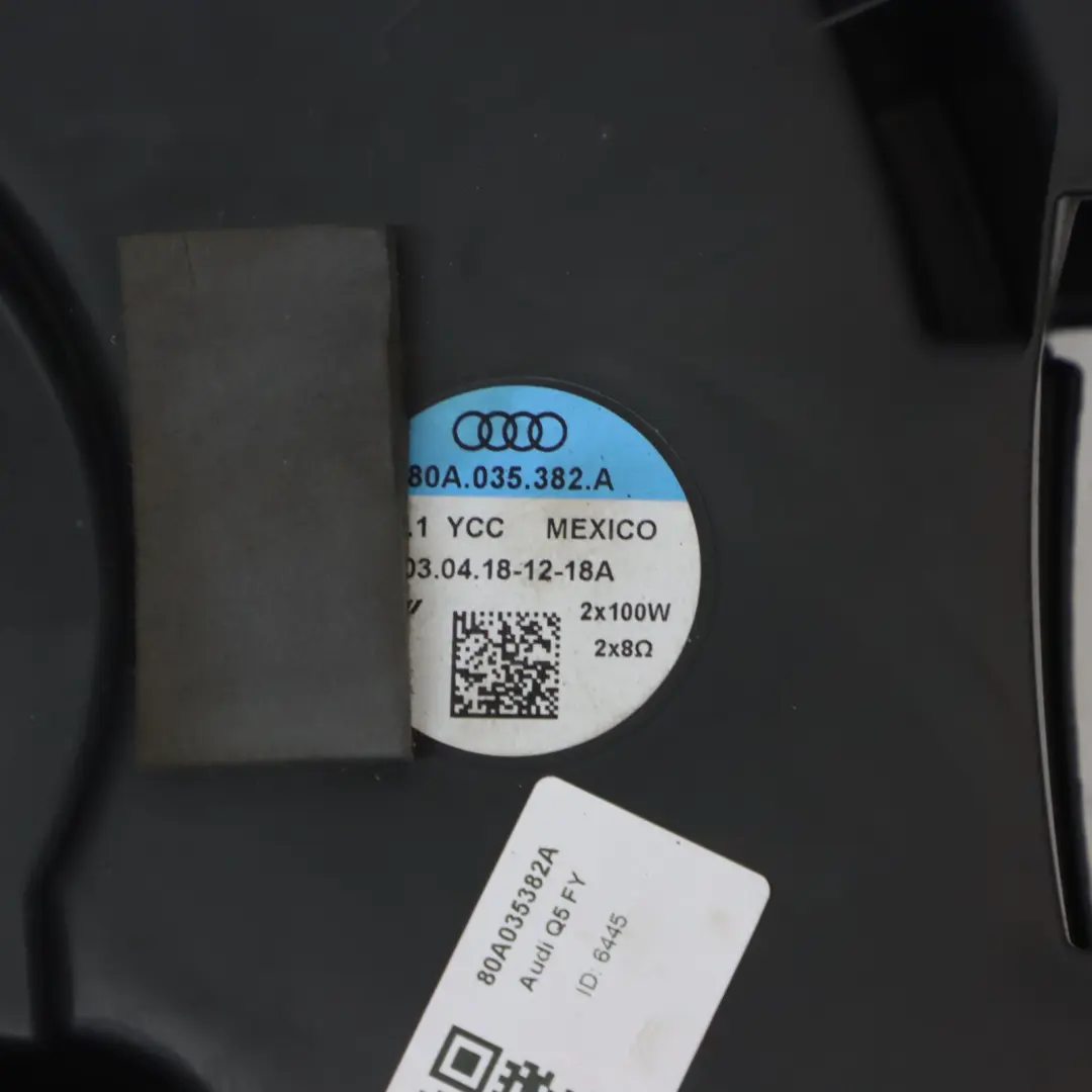 Coffre Subwoofer Haut parleur arrière pour Audi Q5 FY à propos du numéro de pièce 80A035382A Audi Q5 FY Coffre Subwoofer Haut parleur arrière - SKU 80A035382A - Numéro de pièce 80A035382A
