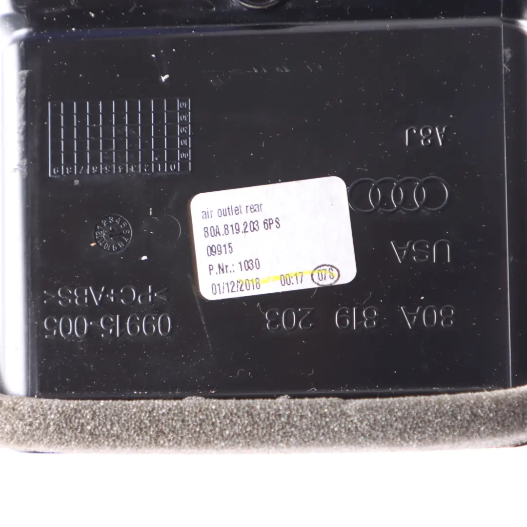 Hintere Konsole A/C Heizung Klimaanlage Lüftungsgitter Düse für Audi Q5 FY mit Teilenummer 80A819203 Audi Q5 FY Hintere Konsole A/C Heizung Klimaanlage Lüftungsgitter Düse - SKU 80A819203 - Teilenummer 80A819203