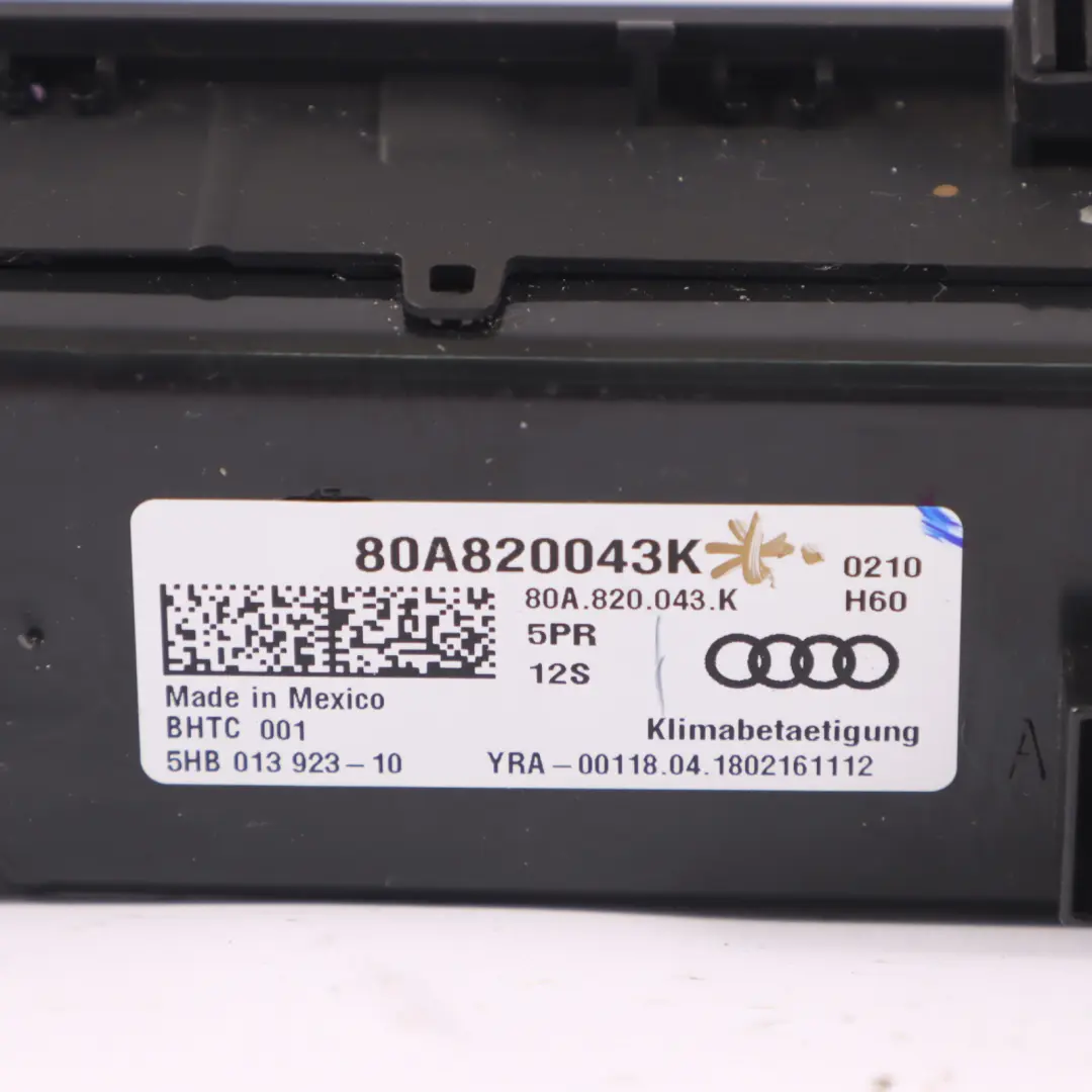 Audi Q5 FY A/C Climatisation Chauffage Panneau contrôle climatisation - SKU 80A820043K - Numéro de pièce 80A820043K