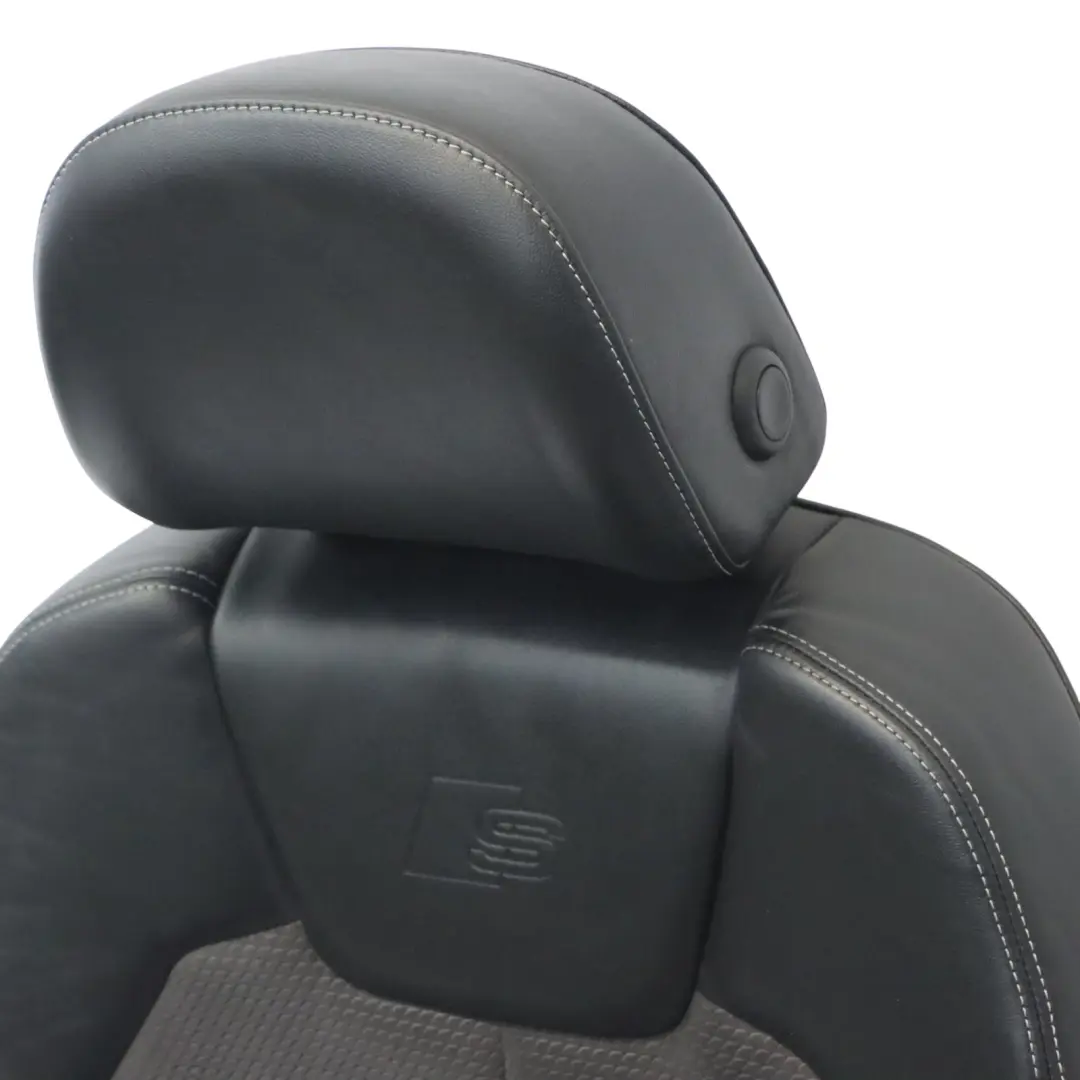 Audi Q5 Mk2 FY Siège Sport avant gauche chauffé S-Line mi-cuir Noir Gris - SKU 80A881805M - Numéro de pièce 80A881805M