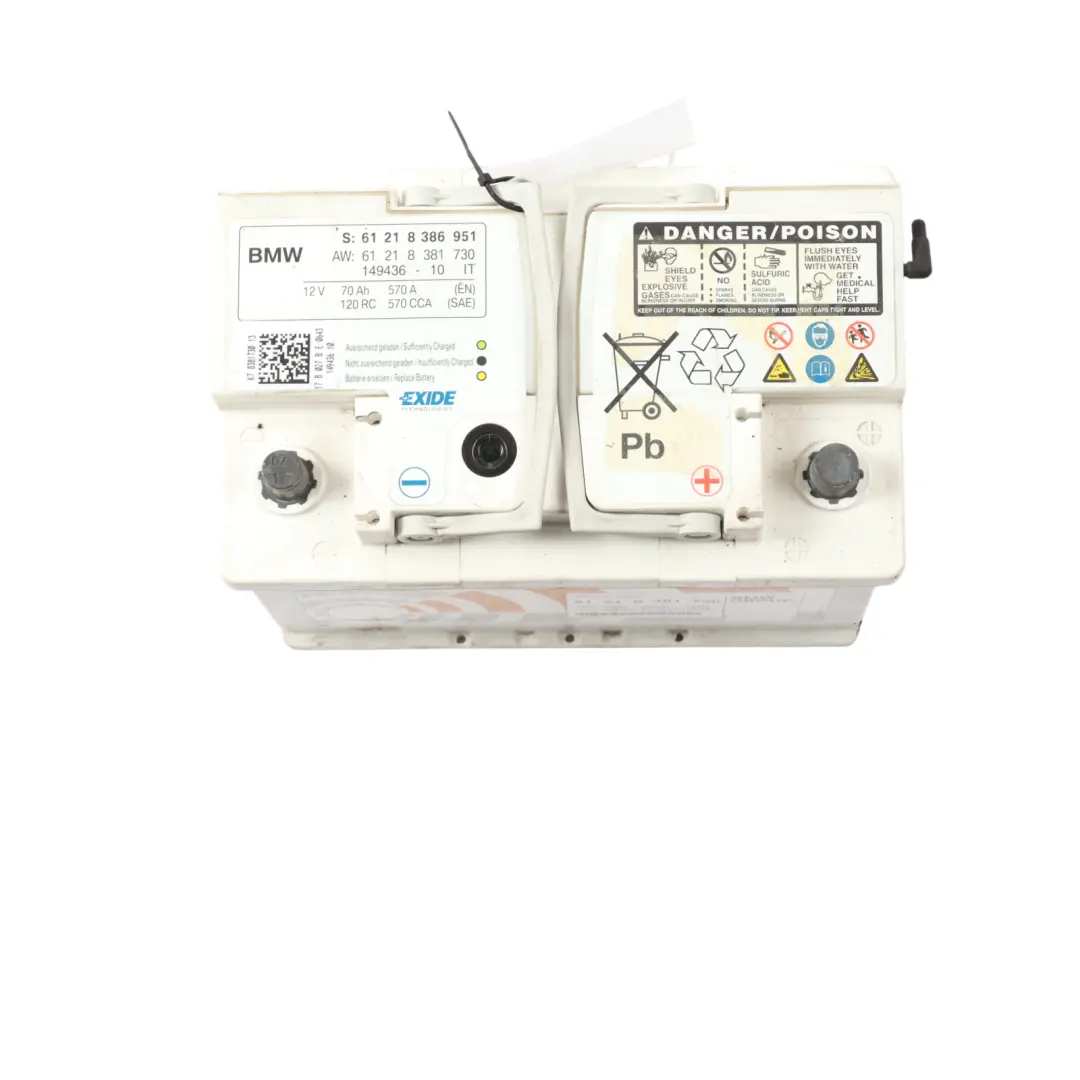 EXIDE 12V Accumulator Battery 70Ah 570A 8381730 to BMW with Part number 8386951 BMW EXIDE 12V Accumulator Battery 70Ah 570A 8381730 - SKU 8386951 - Part number 8386951