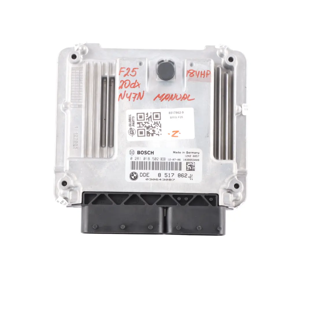 BMW X3 F25 20dX Diesel N47N 184HP Engine Module ECU Kit DDE CAS4 + Key - SKU 8517862-9 - Part number 8517862