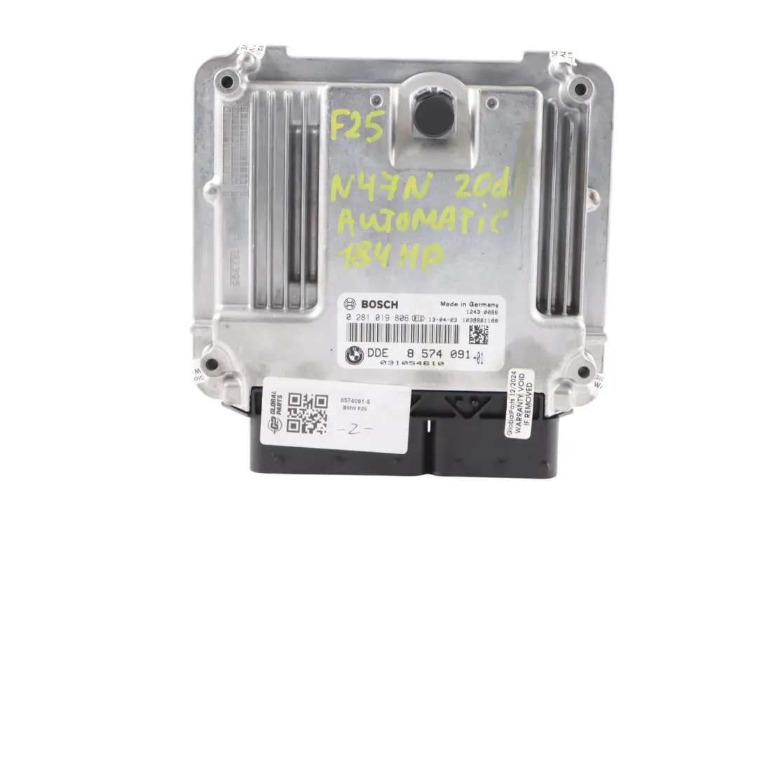 BMW X3 F25 20dX N47N 184HP Engine ECU DDE Kit CAS4 + Key Automatic - SKU 8574091-5 - Part number 8574091