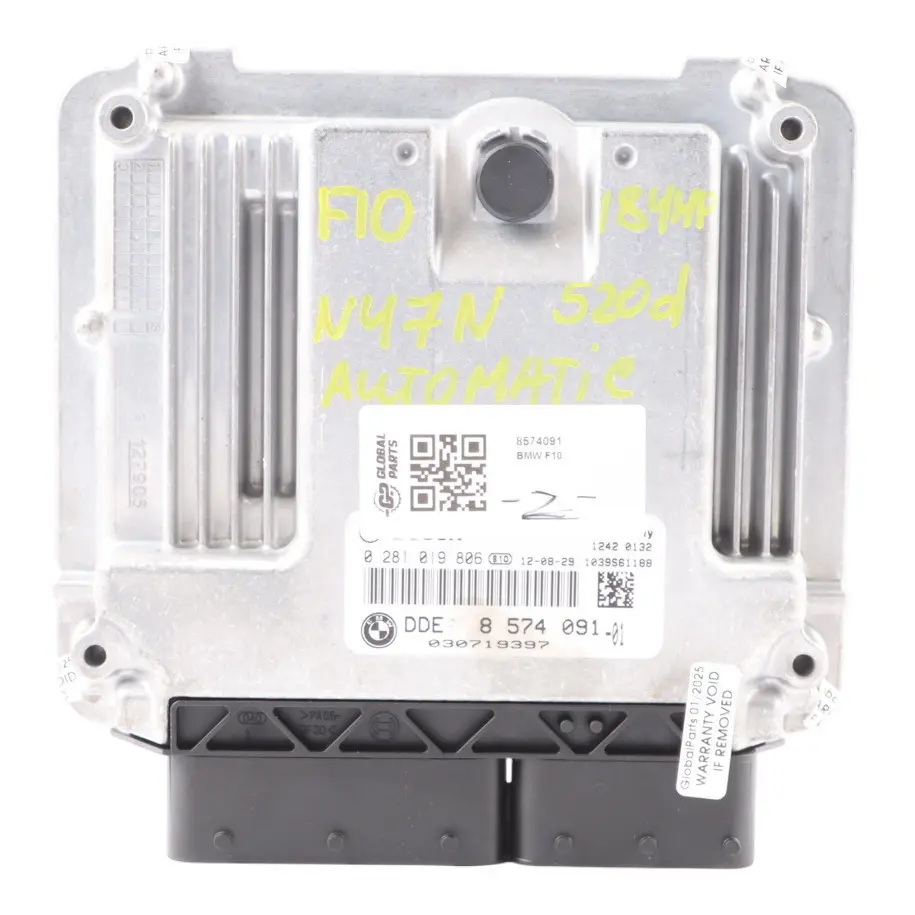 BMW F10 F11 520d N47N 184HP Engine Control Unit ECU DDE Automatic - SKU 8574091 - Part number 8574091