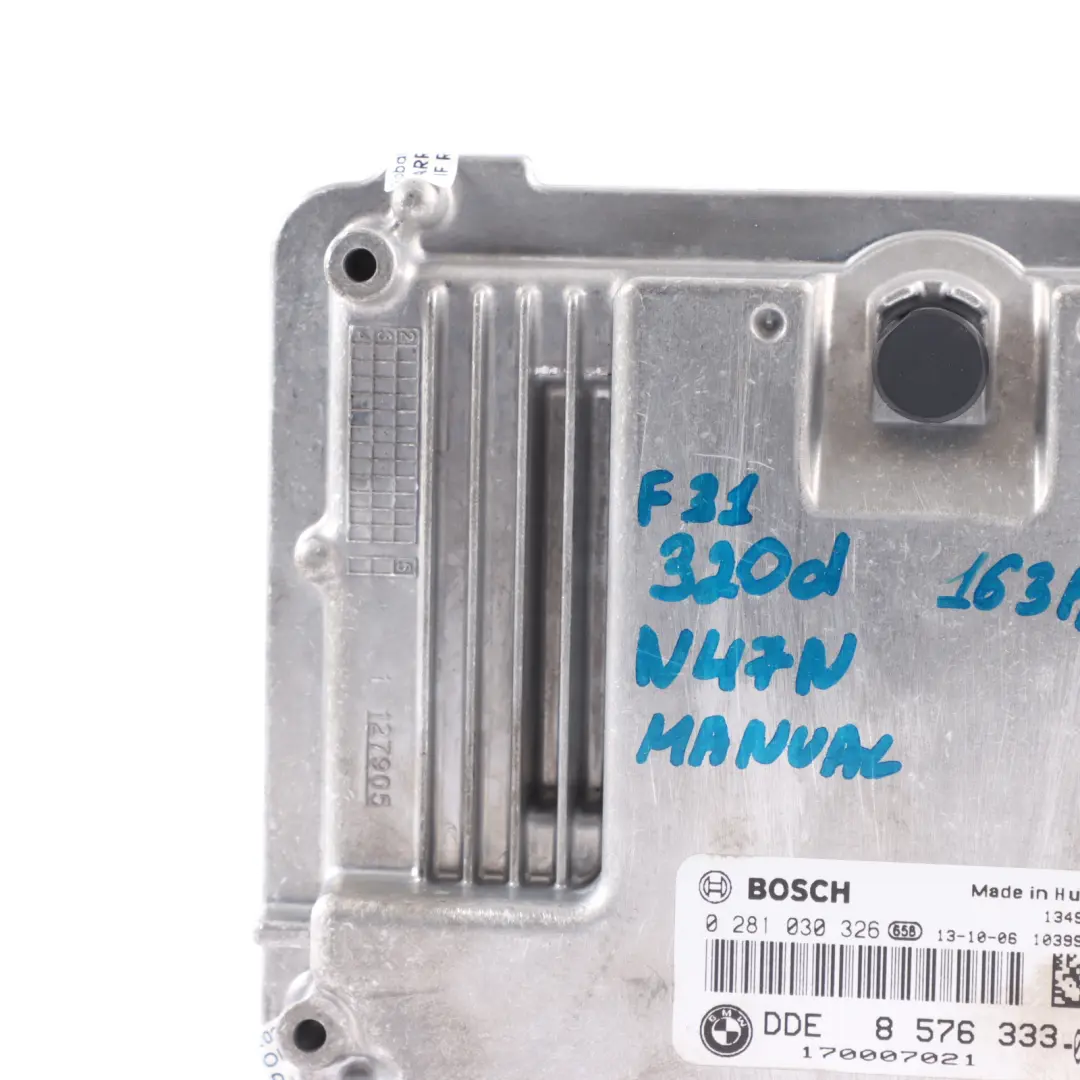 BMW F20 F30 120d 320d N47N 163HP Engine Control Unit ECU DDE Manual - SKU 8576333-5 - Part number 8576333