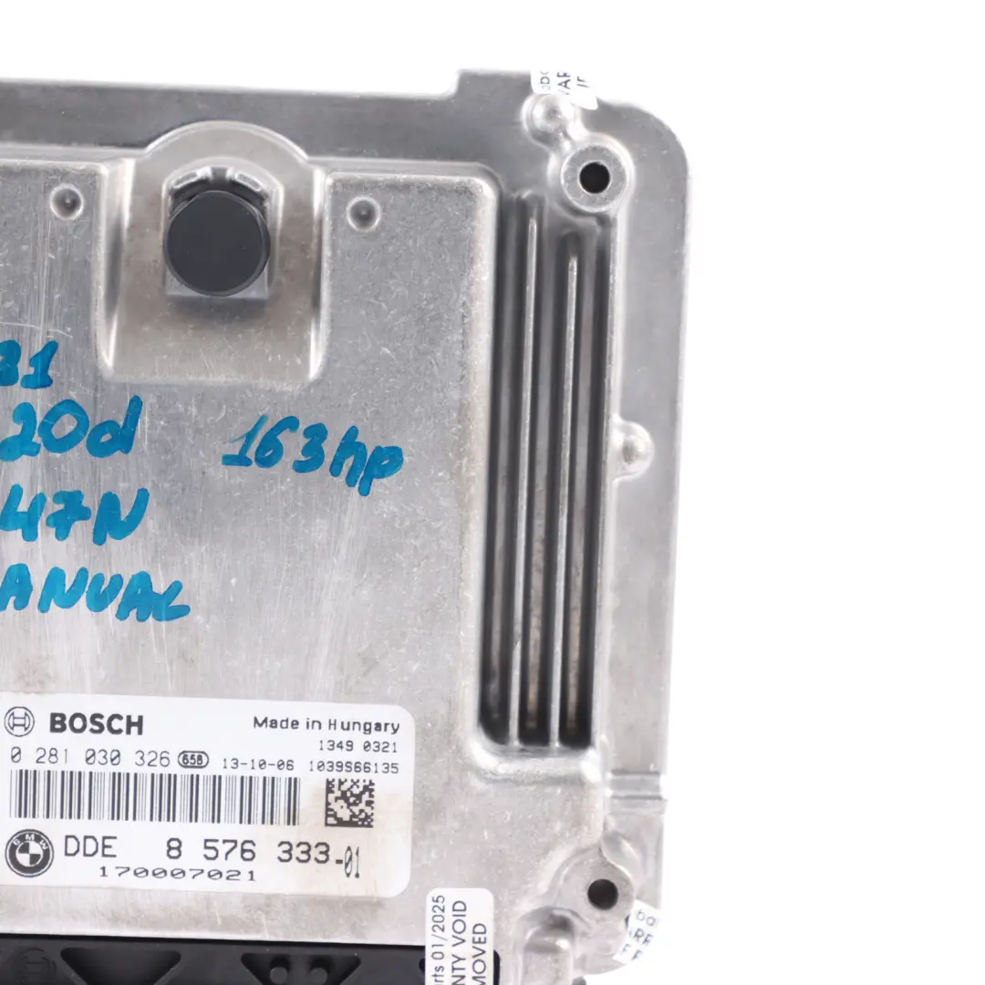 BMW F20 F30 120d 320d N47N 163HP Engine Control Unit ECU DDE Manual - SKU 8576333-5 - Part number 8576333