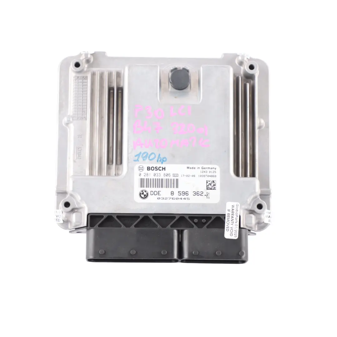 B47 Engine ECU Kit DDE FEM + Key Automatic to BMW F20 F30 LCI 120d 320d with Part number 8596362 BMW F20 F30 LCI 120d 320d B47 Engine ECU Kit DDE FEM + Key Automatic - SKU 8596362-5 - Part number 8596362
