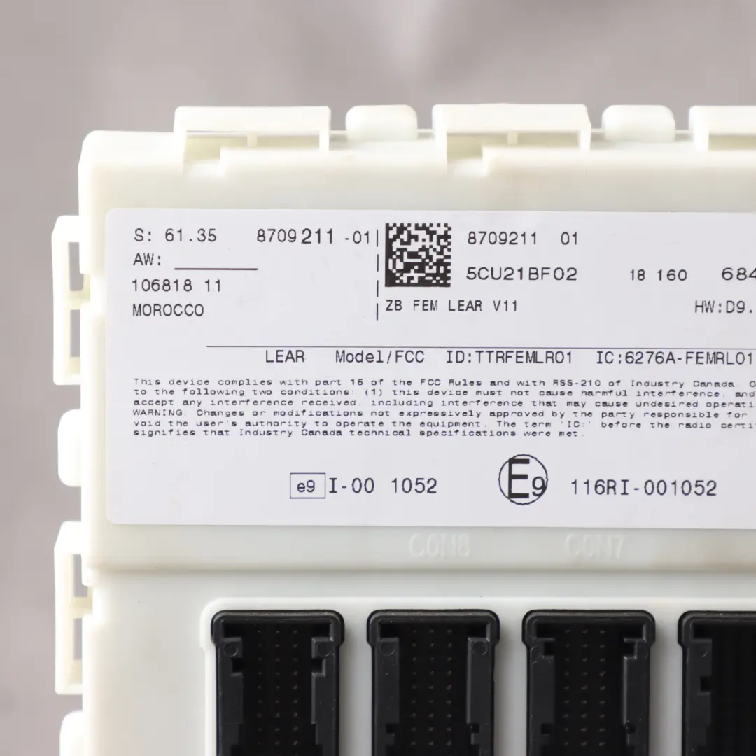 Front Electronic Module Control Unit FEM to BMW F20 F21 F22 F30 F31 F32 F36 with Part number 8709211 BMW F20 F21 F22 F30 F31 F32 F36 Front Electronic Module Control Unit FEM - SKU 8709211-1 - Part number 8709211