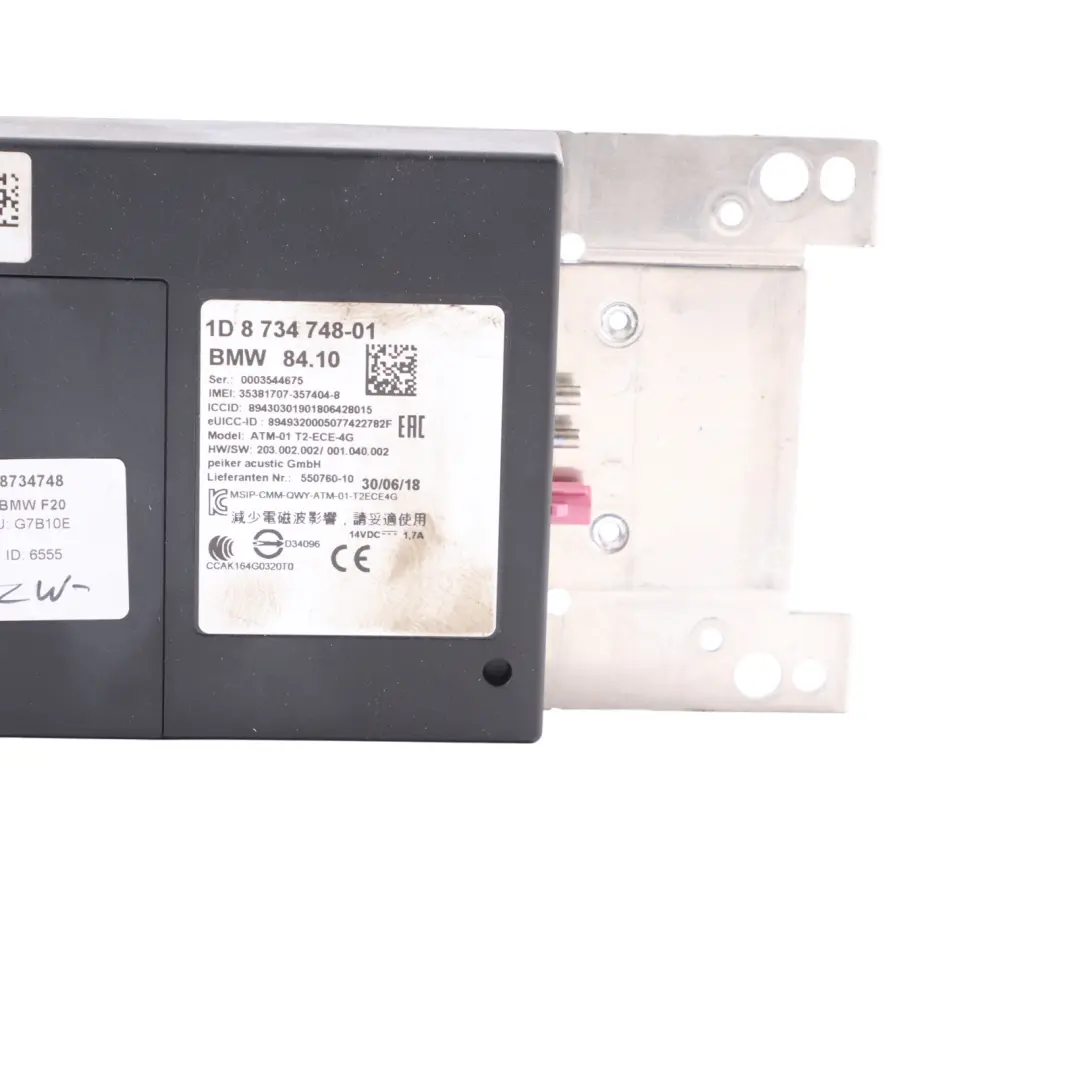 Telematics Control Unit BMW F20 F31 LCI F32 Module ATM ECE 4G WLAN to with Part number 8734748 Telematics Control Unit BMW F20 F31 LCI F32 Module ATM ECE 4G WLAN - SKU 8734748 - Part number 8734748