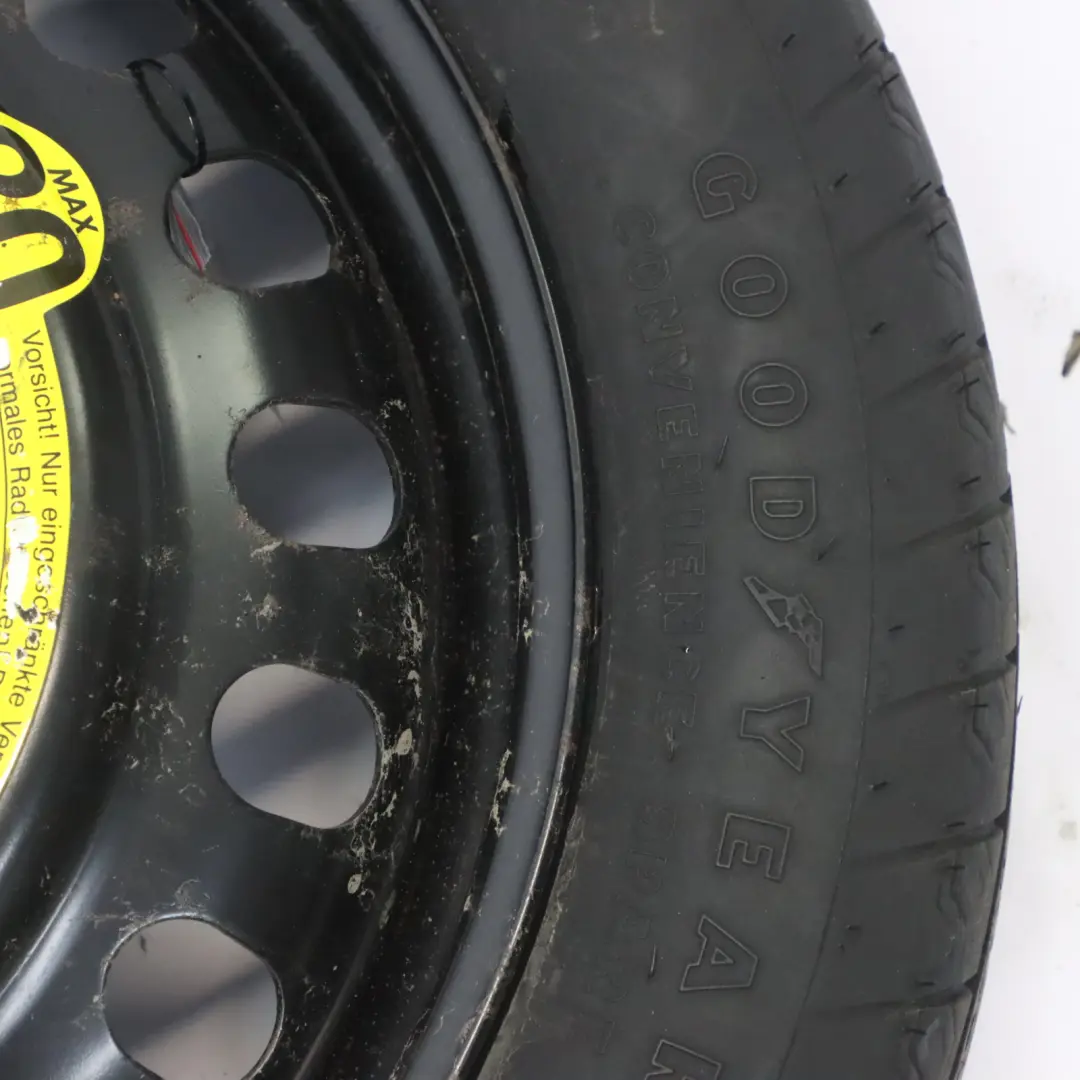 Roue de Secours Roue Compacte Acier R17 4J Goodyear 125/80 pour Audi A4 B7 à propos du numéro de pièce 8E0601027C Audi A4 B7 Roue de Secours Roue Compacte Acier R17 4J Goodyear 125/80 - SKU 8E0601027C-1 - Numéro de pièce 8E0601027C